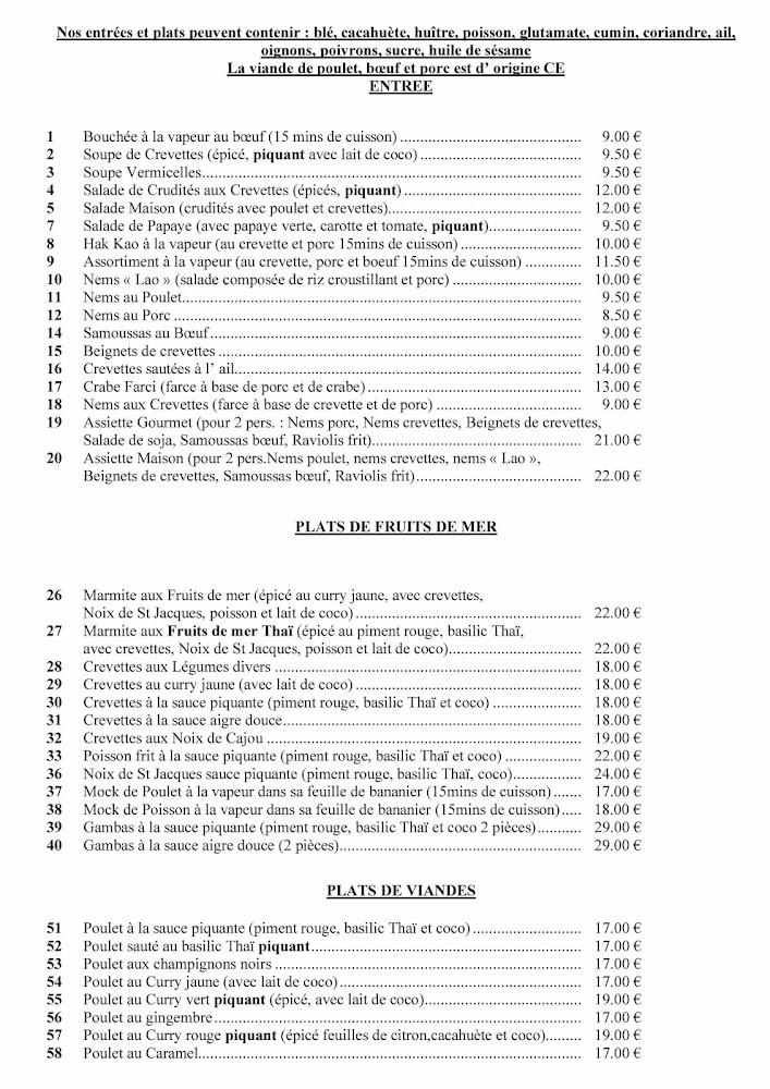 Chan Chira - La table thaïlandaise - Menu Image 2