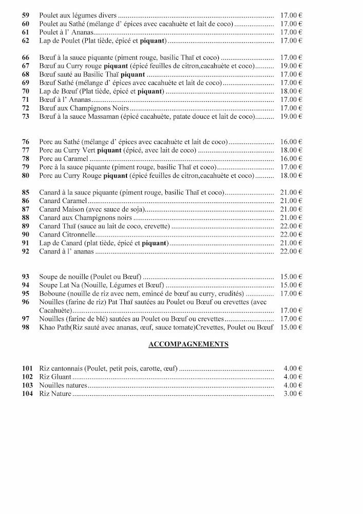 Chan Chira - La table thaïlandaise - Menu Image 4